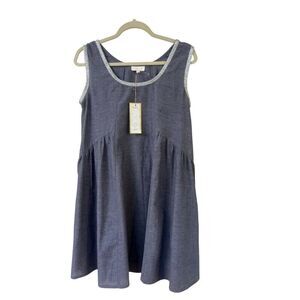 Julie Miles linen blend dress sparkle neckline sz Small NWT